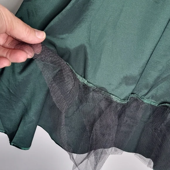 ModCloth Liz Luxe Emerald Floral Fit & Flare Dress XXL NWT Satin Garden Party - Picture 14 of 15